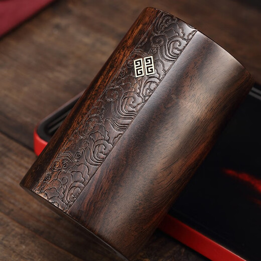 Jiutang ebony brass tea ceremony six gentlemen high-end tea accessories collection tea table tea making tools set tea clip knife spoon ebony round shape - Xiangyun bucket + HY copper and wood accessories