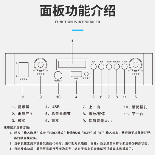 先科（SAST）LY-102K 定压大功率蓝牙功放机公共广播家用放大器吸顶音柱喇叭U盘壁挂音响门店会议家庭影院组合