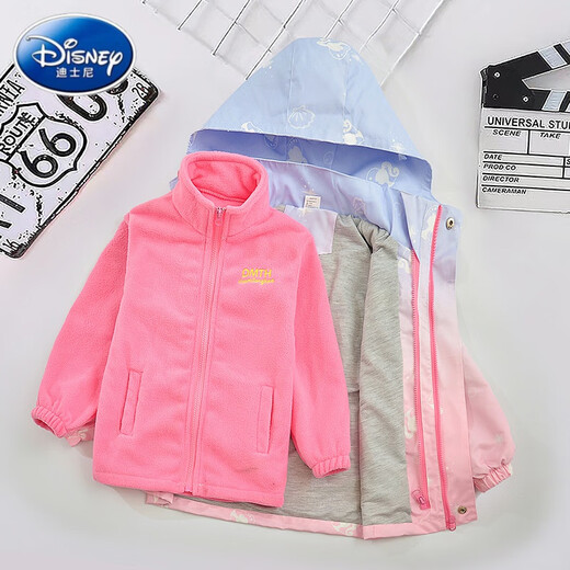 Disney Children's Jacket Autumn and Winter 2025 New Style Girl Baby Baby Three-in-One Desmontaje Charge I-Cloth Autumn Plus Velvet Gradiente Ropa de invierno Color 6623 más algodón se puede separar 130 cm
