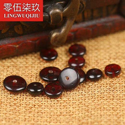 Lingwu Qijiu natural amber blood amber bracelet spacer bead spacer loose bead bracelet Buddha beads star and moon bodhi accessories literary toy bracelet spacer accessories bracelet necklace sweater chain amber spacer blood amber about 8*3mm (2 pieces sold)