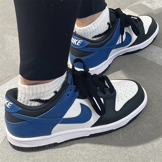 Nike (Nike) Dunk Low Salmon Toe GS Low Top Retro Retro non-glisser-USE-RÉSISTANT CASSORATION CASSORATION DH9765-104 BLUE BLACK ET BLANC 38