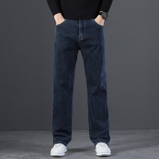 Aemape American Apple High-End-Jeans-Feder- und Herbst-Elastizität Lose, geradewegs mit breiter Bein elastischer Gelegenheitshose Männer 702 Blau Größe 34 Taillenumfang 2 Fuß 7 geeignet für 160 Jin [Jin entspricht 0,5 kg]