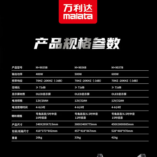 Wanlida Audio M+9037B New Juding Mobile Trolley Square Dance Audio Outdoor K Singing Ultra-High Power Professional Three-Way Performance Instrument Playing and Singing Speaker with Wireless Microphone M+9036B+12-inch Three-Way+Bel Canto Rechargeable Microphone