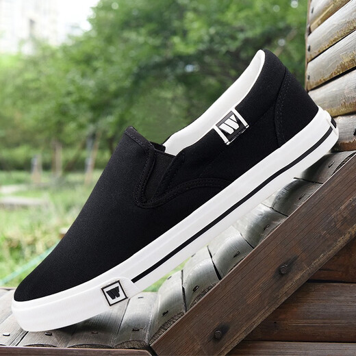 Pull-back canvas shoes, men's shoes, men's and women's shoes, white shoes, slip-on casual shoes, lazy shoes, navy blue 903, wide feet and fat feet, add one size to buy 40