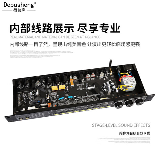 Depusheng REV3800 front-end effector one-click anti-howling KTV stage home double reverberation audio processing analog equalization karaoke smart REV3800 front-end effector