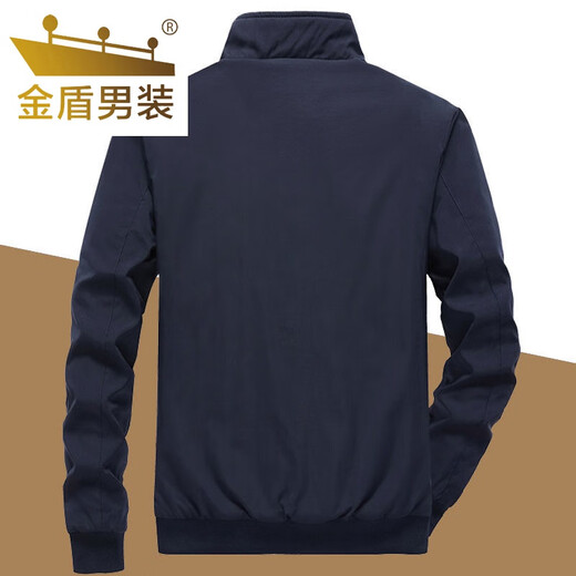 Gold Shield Reversible Jacket Men's 2024 Spring and Autumn New Loose Casual Dad Top Stand Collar Jacket Men's Middle-aged Tops Mist Blue - Double Sided + Thickened L Recommended 110-130 Jin Jin equals 0.5 kg
