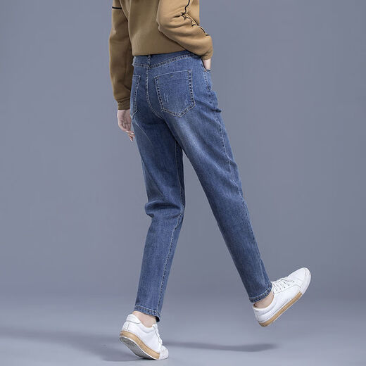 Shokaren 200jin [Jin est égal à 0,5 kg] pantalon pour le travail et le travail pour les femmes en automne et en hiver jeans Harren pour les femmes 2025 Nouveaux pantalons simples bleus lâches 9905 26 _ Code suggère 80-90jin [Jin est égal à 0,5 kg]