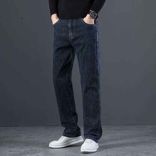 Aemape American Apple High-End-Jeans-Feder- und Herbst-Elastizität Lose, geradewegs mit breiter Bein elastischer Gelegenheitshose Männer 702 Blau Größe 34 Taillenumfang 2 Fuß 7 geeignet für 160 Jin [Jin entspricht 0,5 kg]