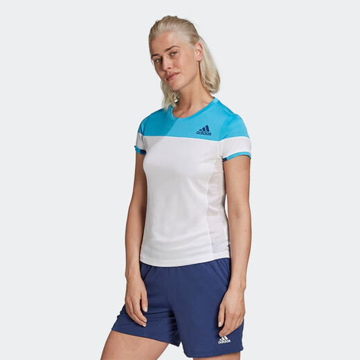 阿迪达斯（adidas） 短袖速干休闲运动训练羽毛球网球乒乓球吸汗透气运动T恤FT9715 白蓝色FT9715 M