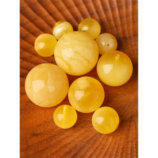 Moyun natural beeswax single bead, old wax bead, chicken oil yellow loose bead, single amber bead bracelet, waist bead, top bead, bracelet accessories, full honey chicken oil yellow 6mm, 0 carat each