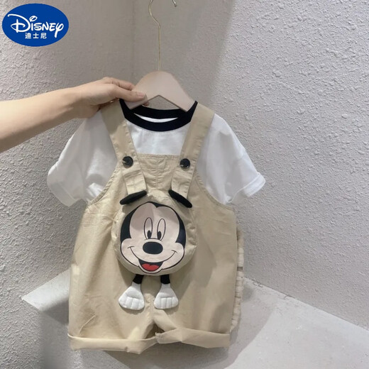 Disney (Disney) Children's Summer Set 2025 New Style for Men and Women Baby Small and Medium Children's Summer Short Sleeve T-Shirt Mickey Overalls Clothes Mickey Two-Piece Set 80 cm