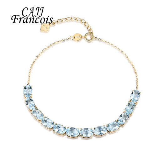 CAJJ Francois 5 carat aquamarine bracelet for women, natural colored gems, jewelry 18k gold inlaid with gemstones, birthday gift, aquamarine bracelet