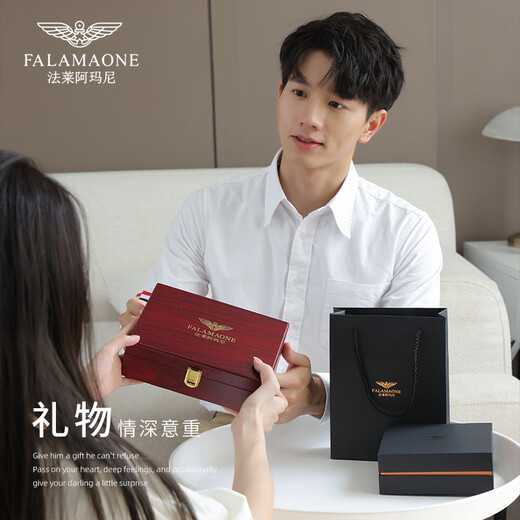 法莱阿玛尼（FALAMAONE）奢侈新品牌真皮男士国际十大皮带情人节礼盒高档裤腰带送生日礼物 PD844枪色【轻奢百搭商务休闲】 130cm 改长度联系备注