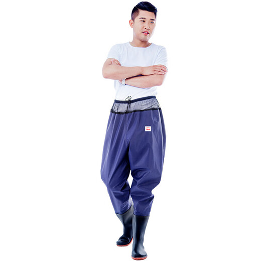 Yuduoduo waist-length waders, waterproof trousers, wading pants, men's fishing suits, leather forked trousers, waterproof suits for catching the sea, lotus root suit fishing trousers, green 39