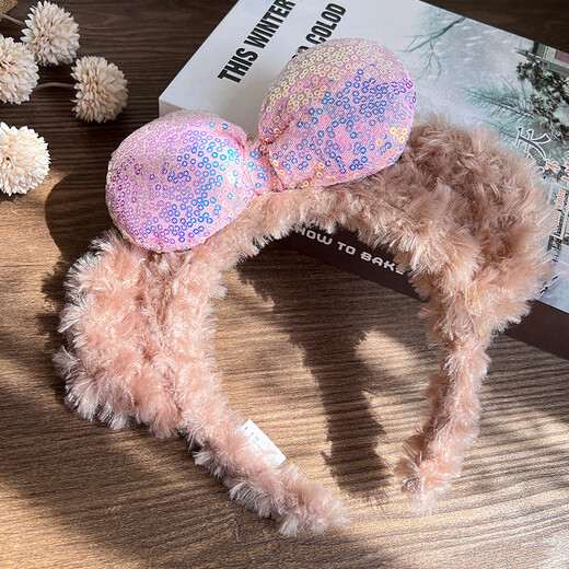 MOYAN Internet celebrity amusement park cartoon Mickey headband holiday party funny non-slip face wash plush headband hair accessory Mickey (Bandian) A28-106