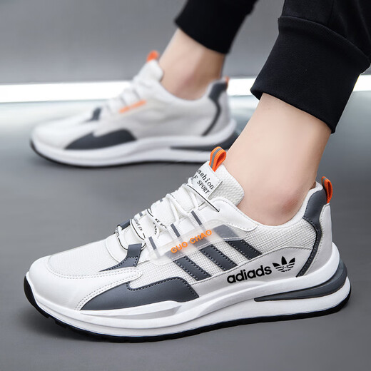 
Brand broken-size men's shoes sports shoes 2025 spring and summer new casual shoes mesh breathable running shoes casual shoes ad6628-white gray leather waterproof model 38