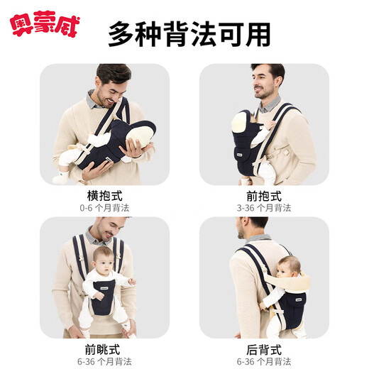 Ormondwei Baby Carrier Lightweight Four-Season Waist Stool Multi-Functional Carrier Dual-Purpose Baby Carrier Freeing Hands Deep Sea Blue