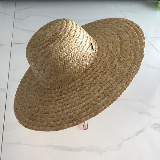 Green-clothed straw hat beach sun hat men and women summer large-brimmed straw hat sun hat labor protection farmer straw hat natural color hat hat 44cm diameter hat head circumference M (56-58cm)