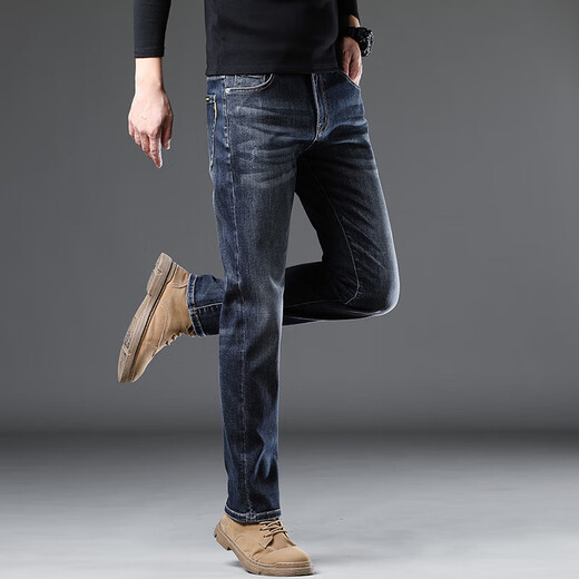 Jeep Spirit Jeans Black Stretch Fiets Slim Personnalité décontractée Brand Trendy Spring and Automne Nouveau pantalon polyvalent élastique A826 Bleu et gris 28