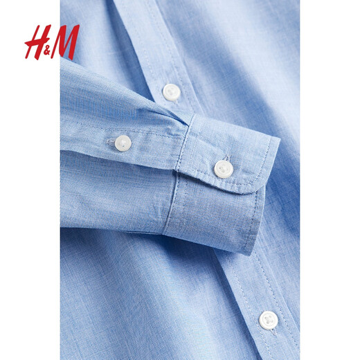 H&M children's boys' shirt autumn long-sleeved cotton shirt top 1209140 light blue 140 140/68
