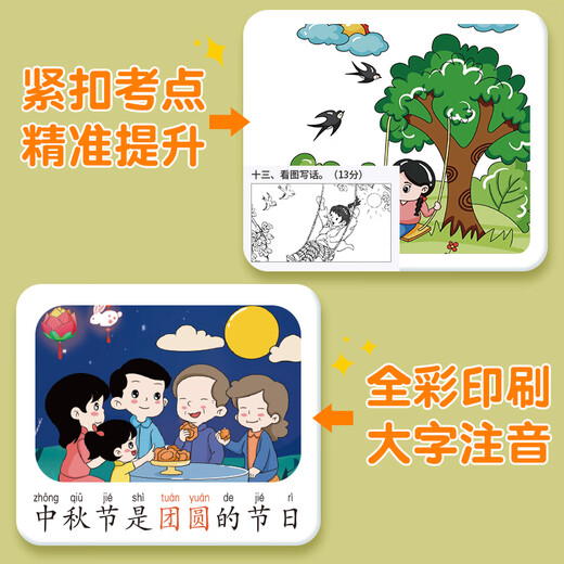 Liupintang looks at pictures, writes words and practice calligraphy, special for primary school students, one daily practice for second grade, a complete set of Chinese language people's education version, children's regular script composition, pen copying practice, hard-pen calligraphy practice calligraphy book