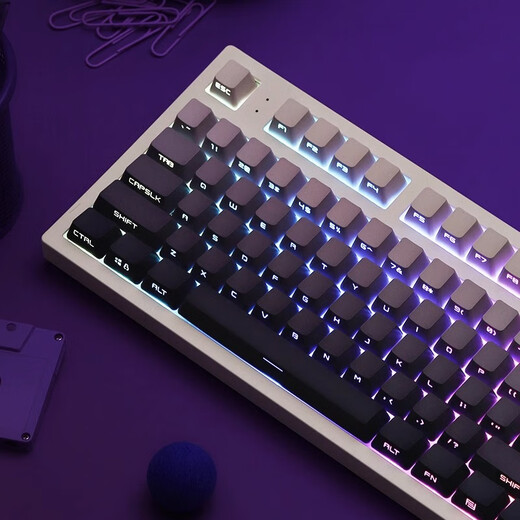 腹灵mk870pro黑莓侧刻机械键盘蓝牙有线无线客制化电脑游戏静音办公 【三模】白色面Pro+暗香侧刻 KTT酒红轴【麻将音】 87键