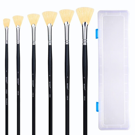 Monet (Monet) Monet 15618 Bristle Fan Pen Water Chalk Acrylic Oil Paint Brush Set Wall Paint Umbrella Brush Long Wooden Pole Design Brush 5#