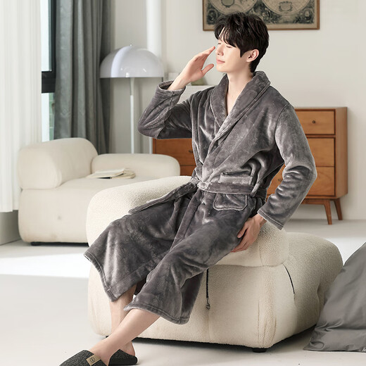 
Shercehman nightgown for boys winter flannel pajamas extended and larger men's bathrobe large size home clothes