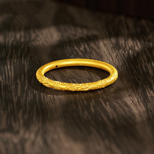 Pupan Lao Phoenix Gold Store Gold Sakura 999 Gold Ring Bauhinia Ring Women's Ancient Relief Ring Ring 520 Cherry Blossom Ring No. 15 Lao Fengxiang's Same Style 1.23g Lao Fengxiang's Same Style