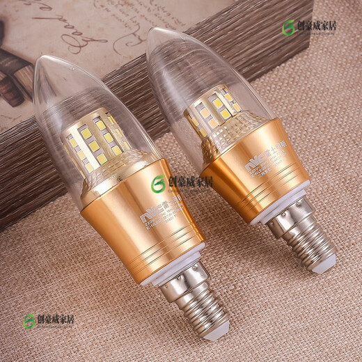 NVC Lighting LED light bulb small screw household crystal chandelier ultra-bright energy-saving three-color tip candle bulb E27 7W/4000K warm white
