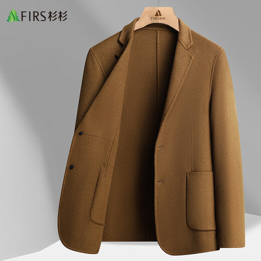 Shanshan Traje de lana a doble cara Traje de lana para hombres Single Slim Warm Wool Coat Men's Suit Top Black 175