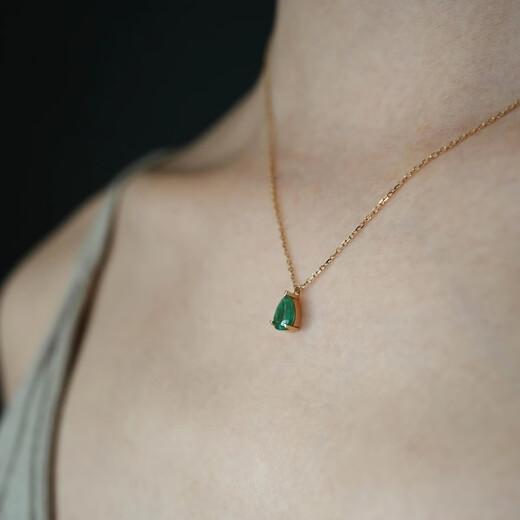 L.Bardeen 18K gold emerald color gold necklace women's jewelry pendant AU750 clavicle chain jewelry as a birthday gift for girlfriend 18k gold