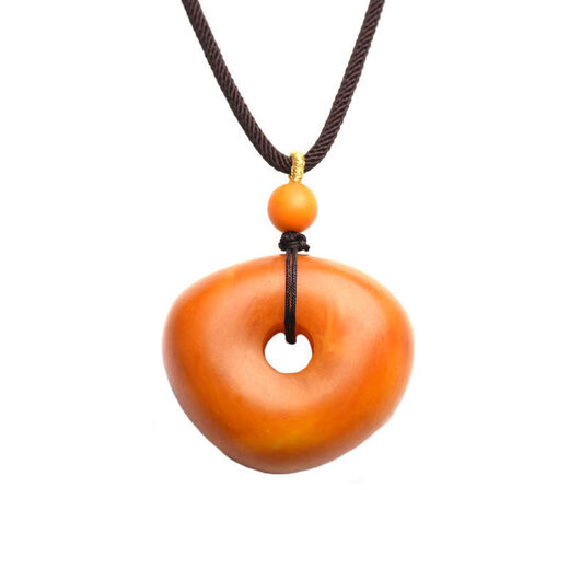Chengyuanxiang CREORISETIN new customer instant discount natural old beeswax safety buckle pendant Russian raw stone dense wax ethnic style necklace sweater chain orange peel old wax safety buckle sweater pendant total rope length