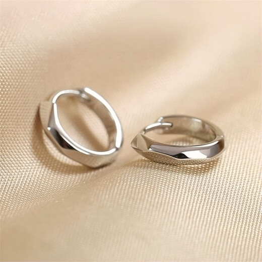 Fat Donglai same style platinum earrings plain hoop PT950 for women 18Kl platinum glossy simple earrings rhombus geometric earrings (pair)