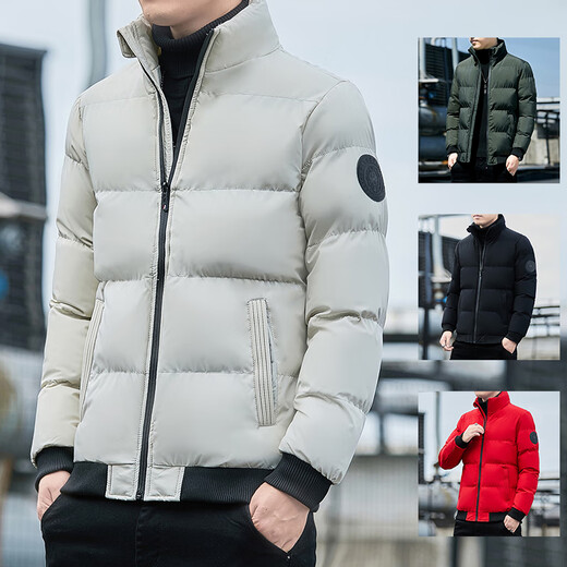 YOOOURTHING Cotton Clothes Men's 2026 Winter Fashion Stand-up Collar Slim Casual All-match Cotton Clothes Men's Thickened Jacket Short Cotton Jacket Black 2XL Recommended 115-135Jin Jin equals 0.5 kg