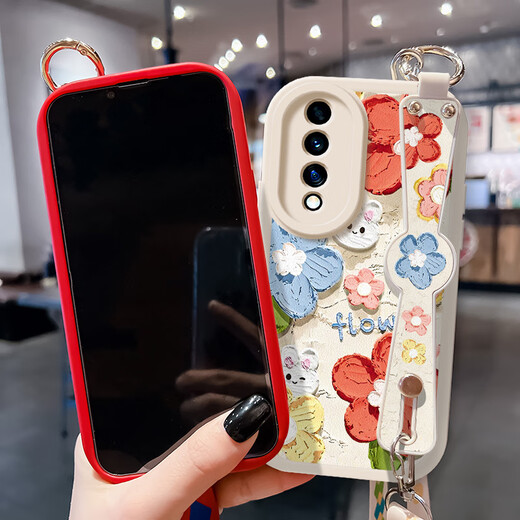 
Zhiyuxi Honor 70 Mobile Case 829 Flowers Flowers Flowers [Cross-body wristband lanyard black] CF1096 Honor 30