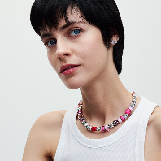 PANDORA Pink Sparkling Glass Charms Murano Glass DIY Beads Gentle Birthday Gift for Girlfriend Pink Sparkling Glass One size