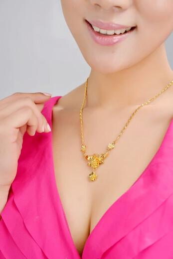Lingchuan Vietnamese sand gold 99 necklace women's set chain sand gold rose gold-plated pendant with clavicle fine chain