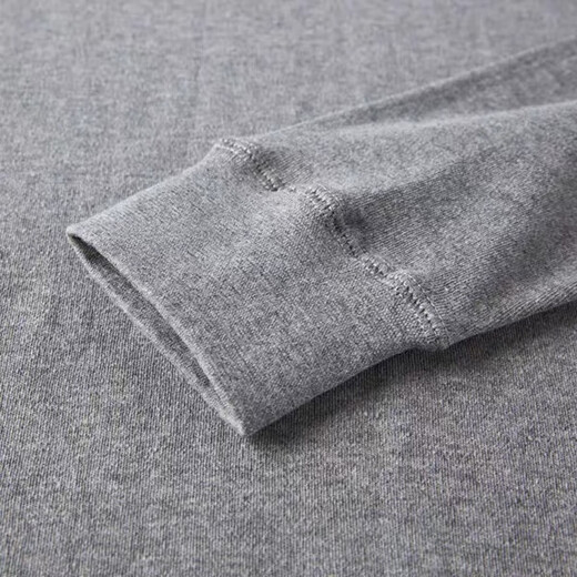 红豆男士纯棉秋衣秋裤套装薄款100%全棉内衣中高领圆领宽松棉毛衫打底 圆领纯棉浅灰套装 XL (175) 【推荐120-155斤】