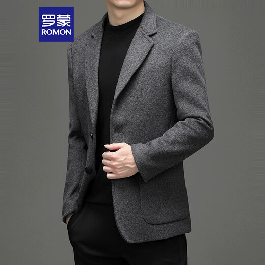 Romon Wool Suit Men's Automne et Hiver Business Casual Casep Mabe en laine Single Western Coat Men's XF51 Gray 4xl