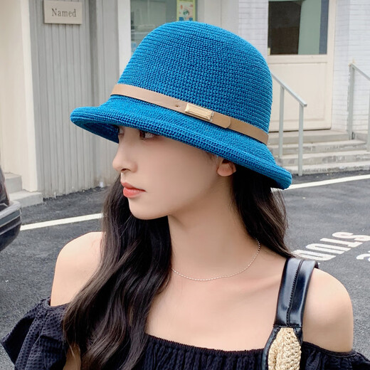 Rogosky专柜潮牌帽子女春夏季薄款圆顶渔夫帽时尚遮阳沙滩小礼帽轻奢原创 黑色 均码
