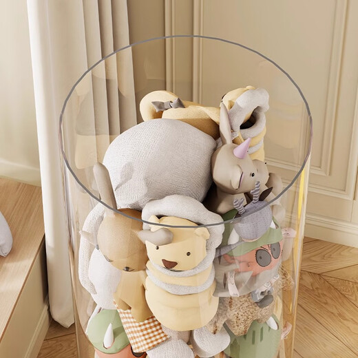 Muge children's doll storage bucket plush toy storage artifact doll transparent bucket doll tube doll display cabinet white cover bottom can hold 80 dolls 32cm*150cm