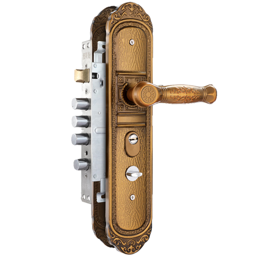 Huili Anti-theft Door Overlord Lock Body Complete Set Home Entry Door Super C-Class Mechanical Lock Universal Old-fashioned Handle Single-Active Complete Set (Square Pillar) 45-55mm Left Inner With Key