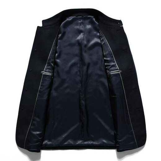 Hengyuanxiang Group Colorful Sheep Zhongshan suit Men's Stand Collar Pure Wool Suit Men's Chinese Woolen Suit Jacket Men Black 175/92A