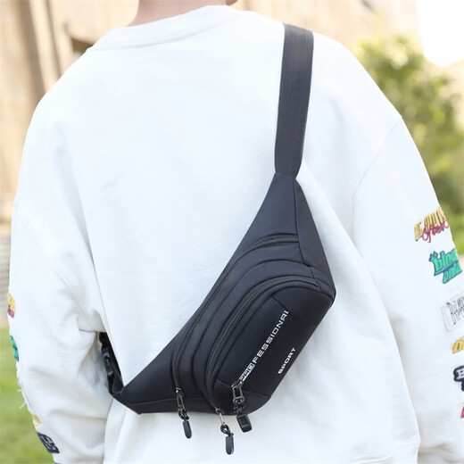 Kangaroo Men's New Large Capacity Casual Fashion Versatile Comfortable Cashier Coin Mobile Phone Bag Versatile Crossbody Chest Bag Black