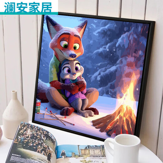 CLCEY疯狂动物城数字油画 可爱卡通疯狂动物城数字油画+外框 SJ13553 60*60cm绷好加厚实木内框