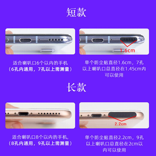 Smoves Mobiltelefon staubdichtes Lautsprecher Lautsprecher Mikrofon-Netzwerk Staubstopfen iPhone Lautsprecher Schutzfilm Xiaomi Lautsprecher Dust-Soach-Lautsprecher Mobilfunklautsprecher Dust-Proof-Netzwerk 1 Long Model (2,2 cm) 9 Multiples 10