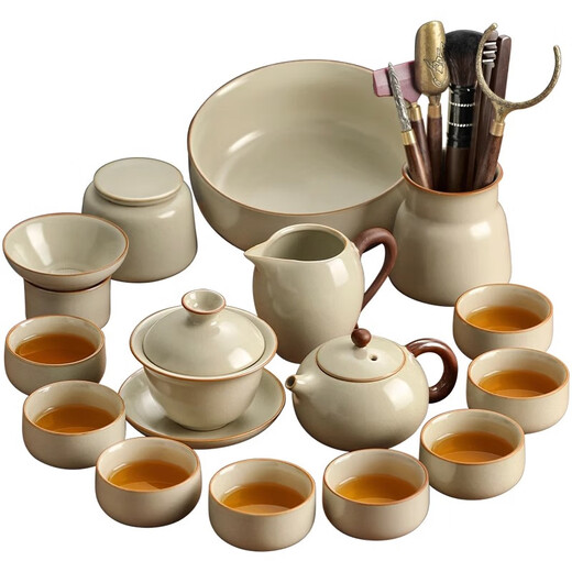 Shangyanfang Ru Kiln tea set complete set with tea tray high-end home office kung fu tea teapot complete set housewarming birthday gift