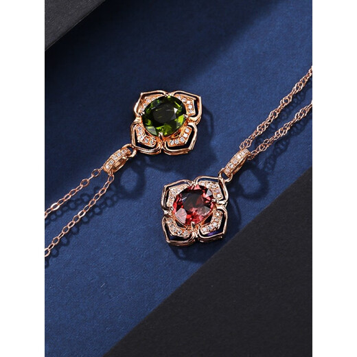Green Magpie Phoenix 18K Gold Color Gold Tourmaline Pendant Women's Rose Gold Red Blue Emerald Colorful Jewelry Necklace Girlfriend Gift Green