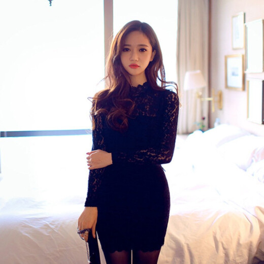 New Sexy Backless Nightclub Dress Lace Slim Fit Hip Dress Women's Sexy Lingerie Tight One-piece Hip Skirt Backless Uniform Temptation Suit Black + Fishnet Stockings L Size Suitable for 116-125 Jin [Jin is equal to 0.5 kg]